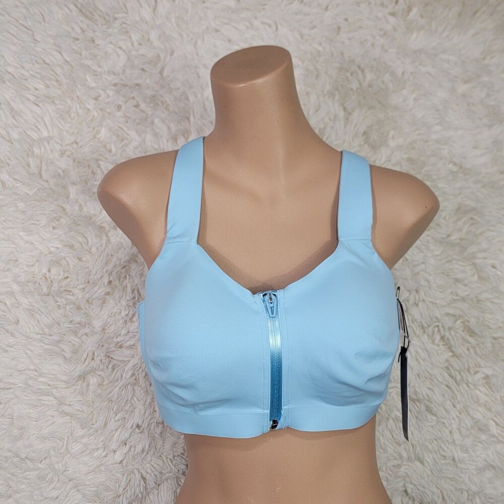 Victoria's Secret Knockout Sports Bra Size 38D Max Support Ice Blue Front Close